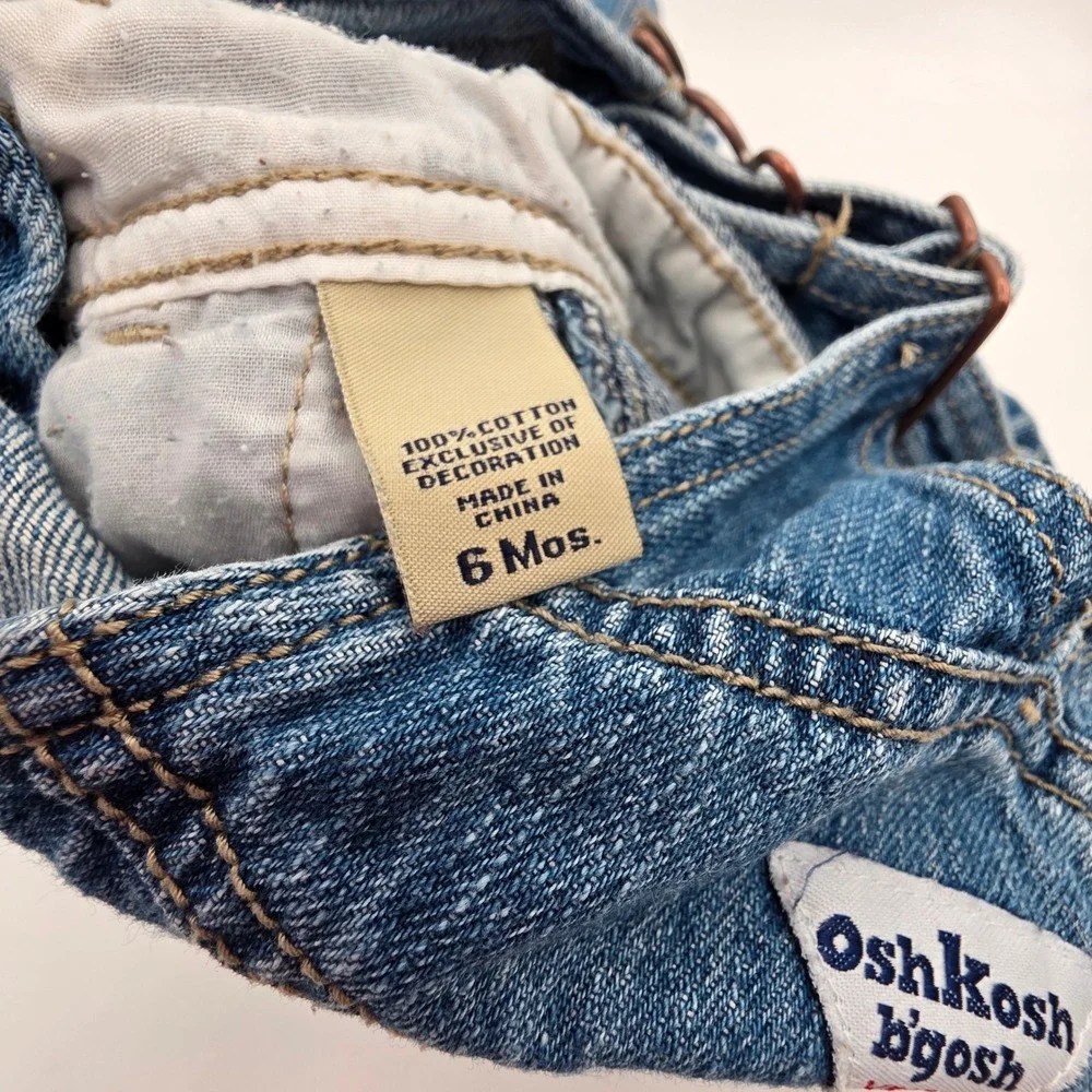 OshKosh B'gosh Vintage Y2K Denim Overalls Medium Wash 6 Months Vestbak Bibs